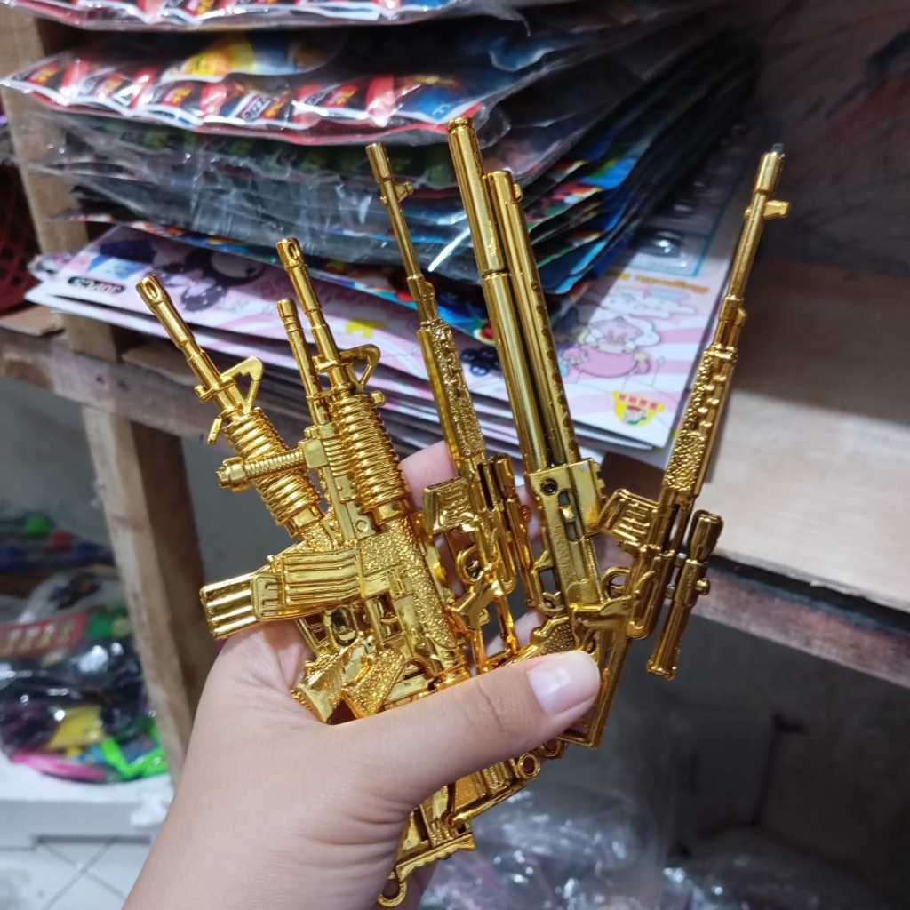 Mainan Anak Tembakan Shotgun Kokang Gold Edition / Model Senapan Mainan Plastik