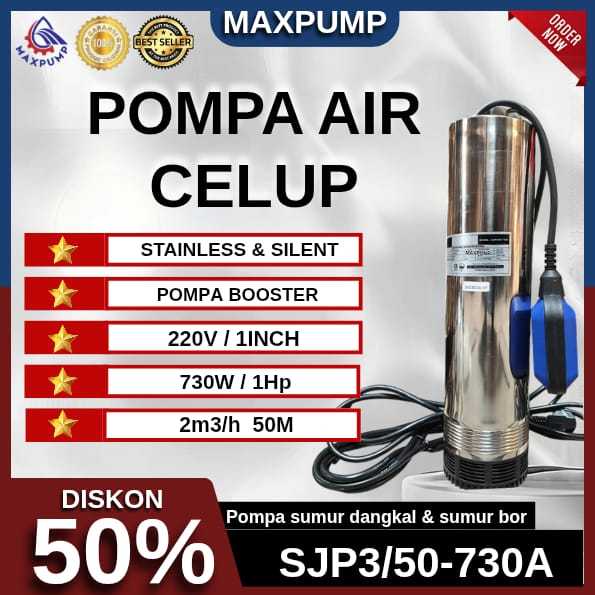 MAXPUMP Mesin Pompa Air Satelit Sumur dangkal Transfer pump / sumur Bor / Pompa Celup Kolam Ikan Kur