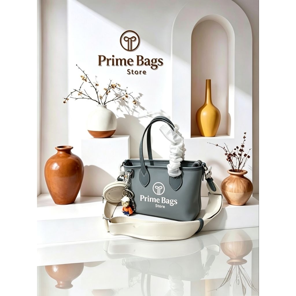 Prime Bags Store - Tas Wanita Jinjing Denim Timbul Mini Tote Bag Slempang Cewek Import Free Pouch Ko