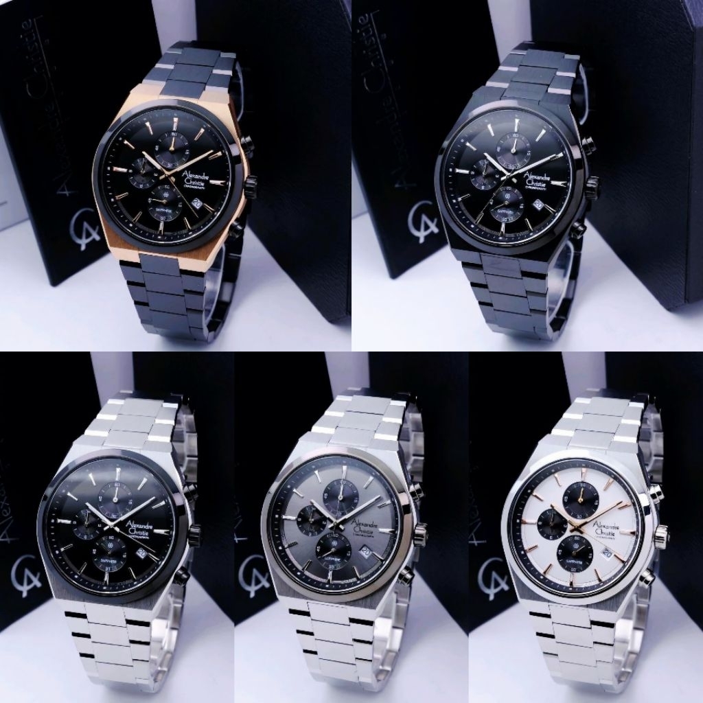 JAM TANGAN PRIA ALEXANDRE CHRISTIE AC 6522 AC6522 / AC 8697 AC8697 BLACK CHRONOGRAPH ORIGINAL
