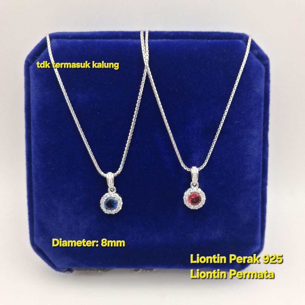 Liontin Perak 925 Liontin Permata Biru | Merah