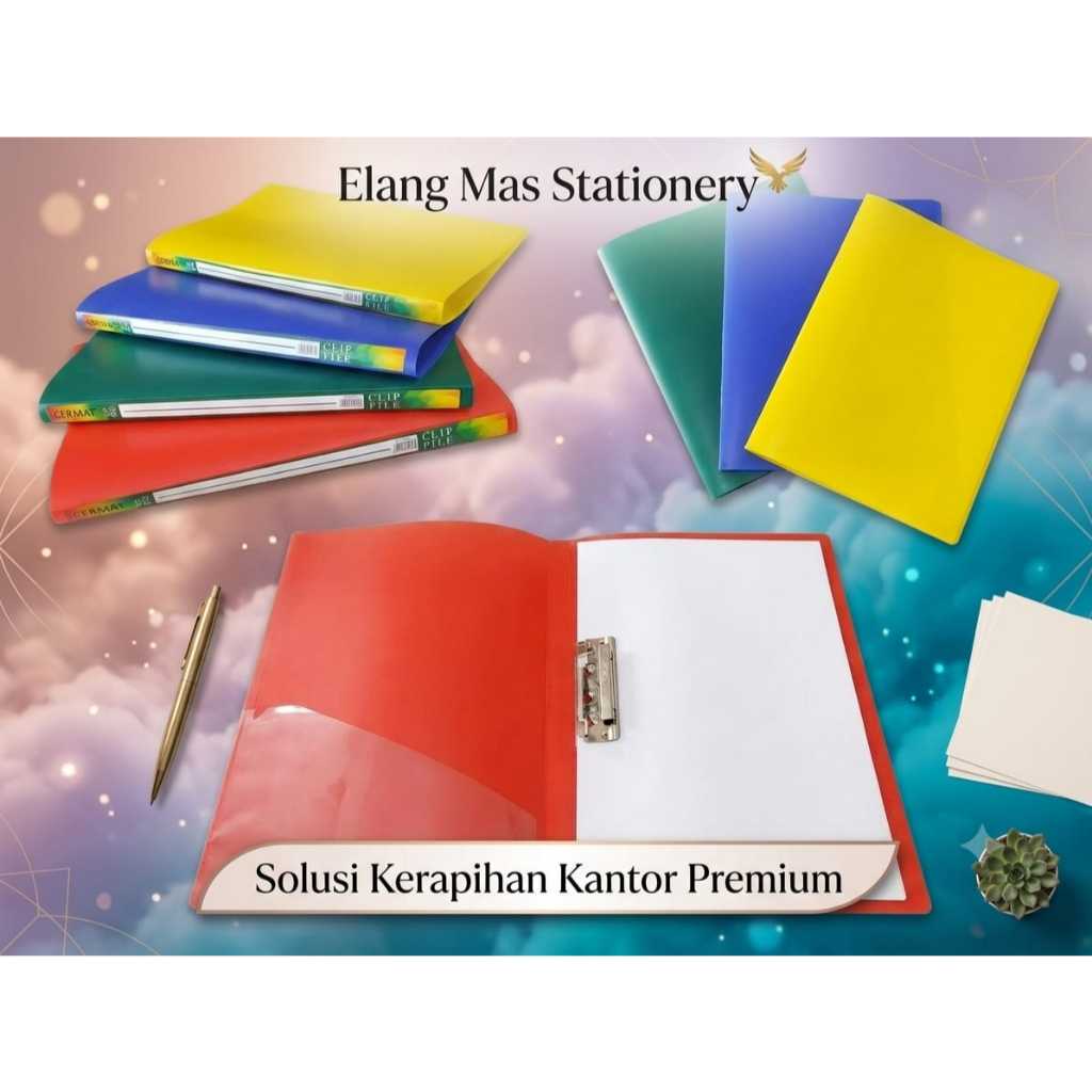 MAP PLASTIK DOKUMEN JEPIT KLIP FILE CLIP FILE FOLIO F4 CERMAT CF-830 WARNA WARNI