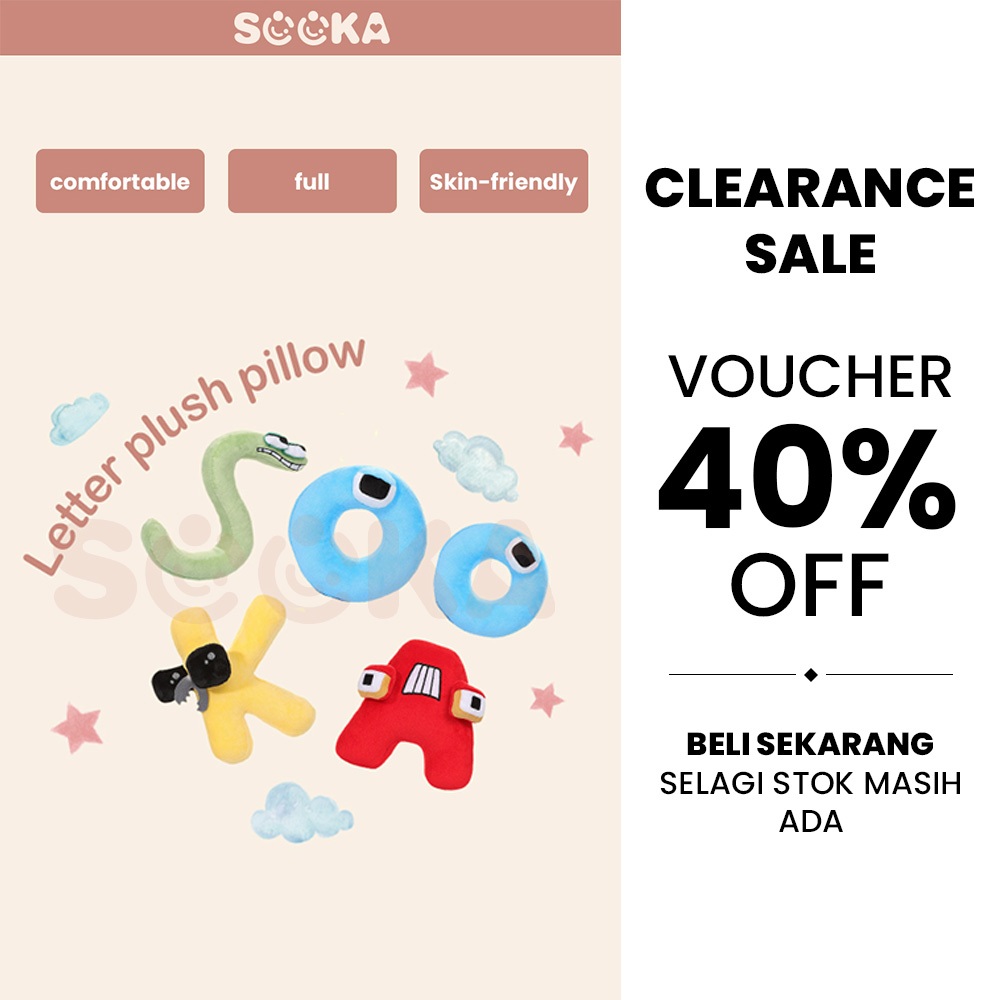 [Pre-Order] SOOKA Mainan Boneka Bantal Anak Desain Huruf A-Z Alphabet Lore Plush 20 CM - SK-GDG1112