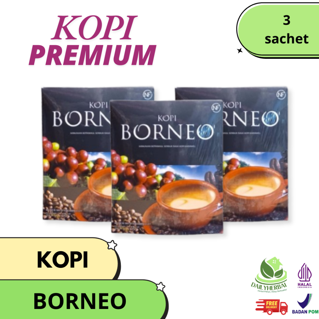 3 SACHET KOPI BORNEO PREMIUM | Kopi Borneo Premium Blend Coffee Serbuk Rasa Kopi Karamel ORIGINAL