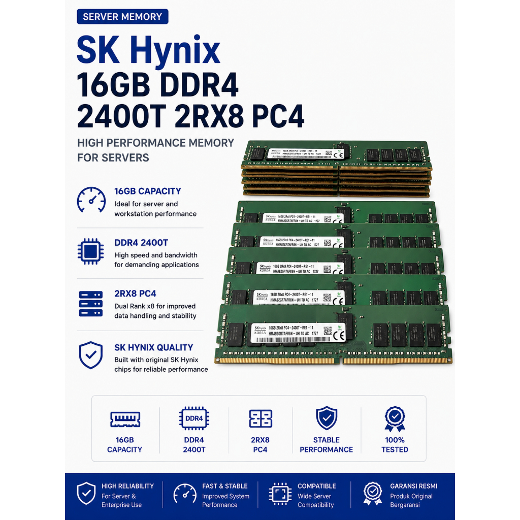 SK Hynix 16gb Memory Ram Server DDR4 2400T 2RX8 PC4
