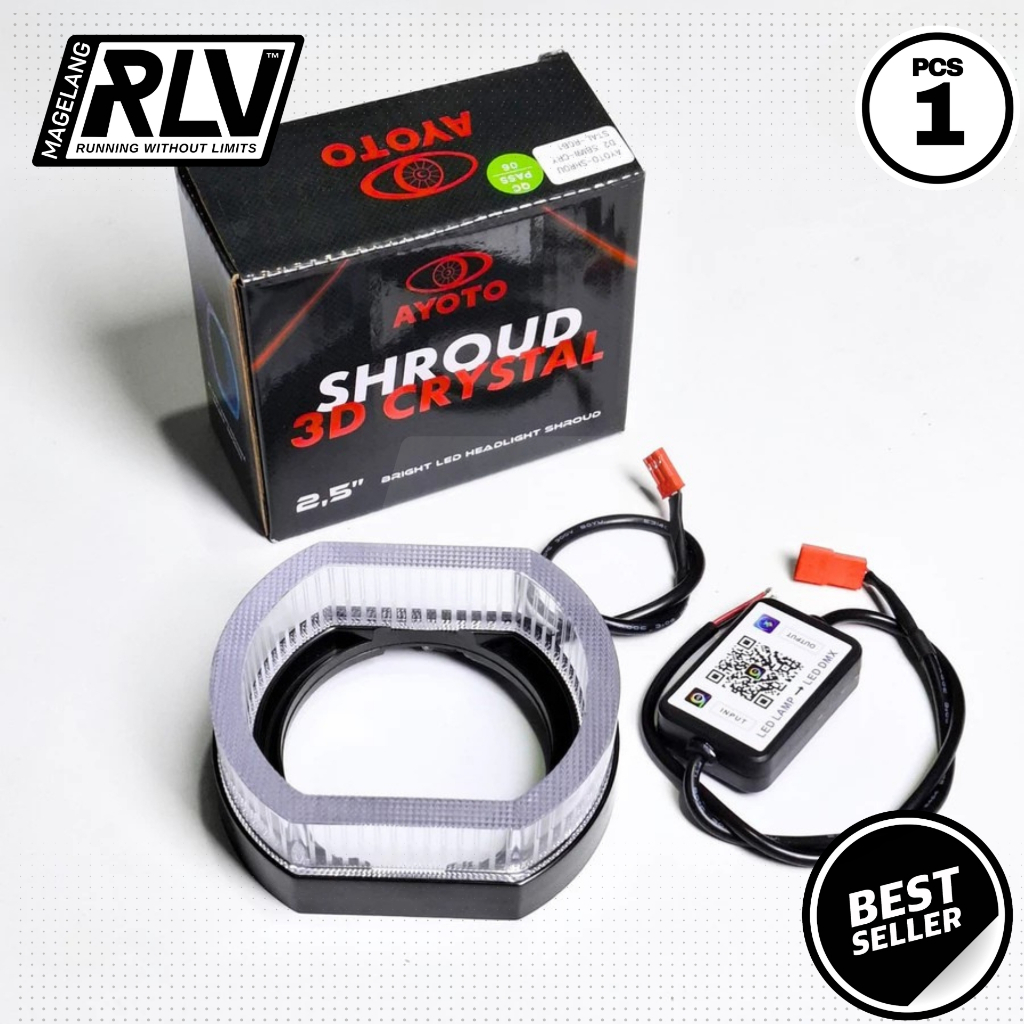 Shroud 3D Crystal Ayoto Untuk Biled 2.5inch RGB Premium - Ring Shroud BMW Bi LED