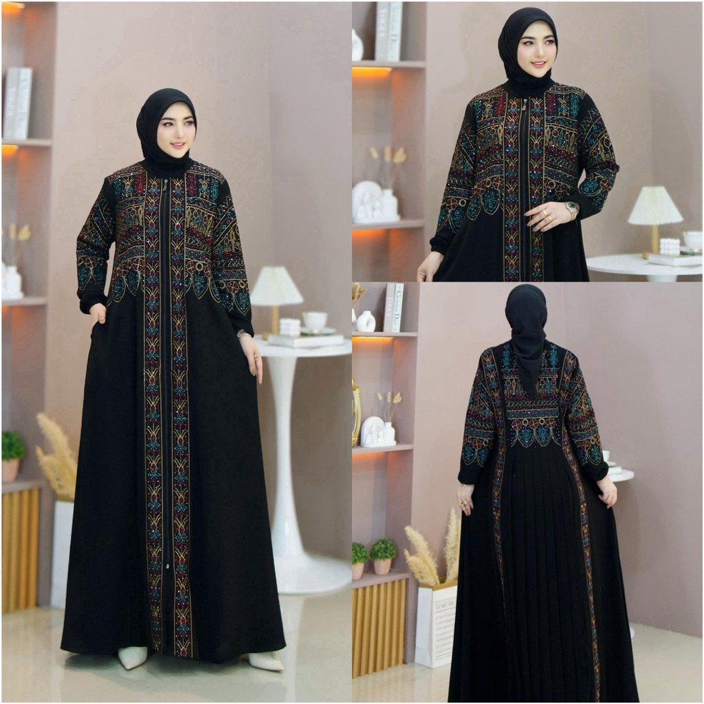 Gamis abaya  bordir  elka terbaru
