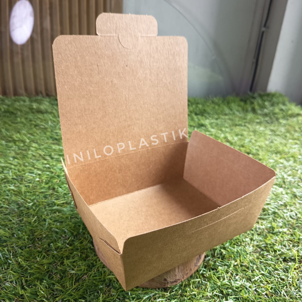 Brown Paper Lunch Box Premium / Paper Box Kertas Size 800ml [25pcs] / Kotak Makan Kertas