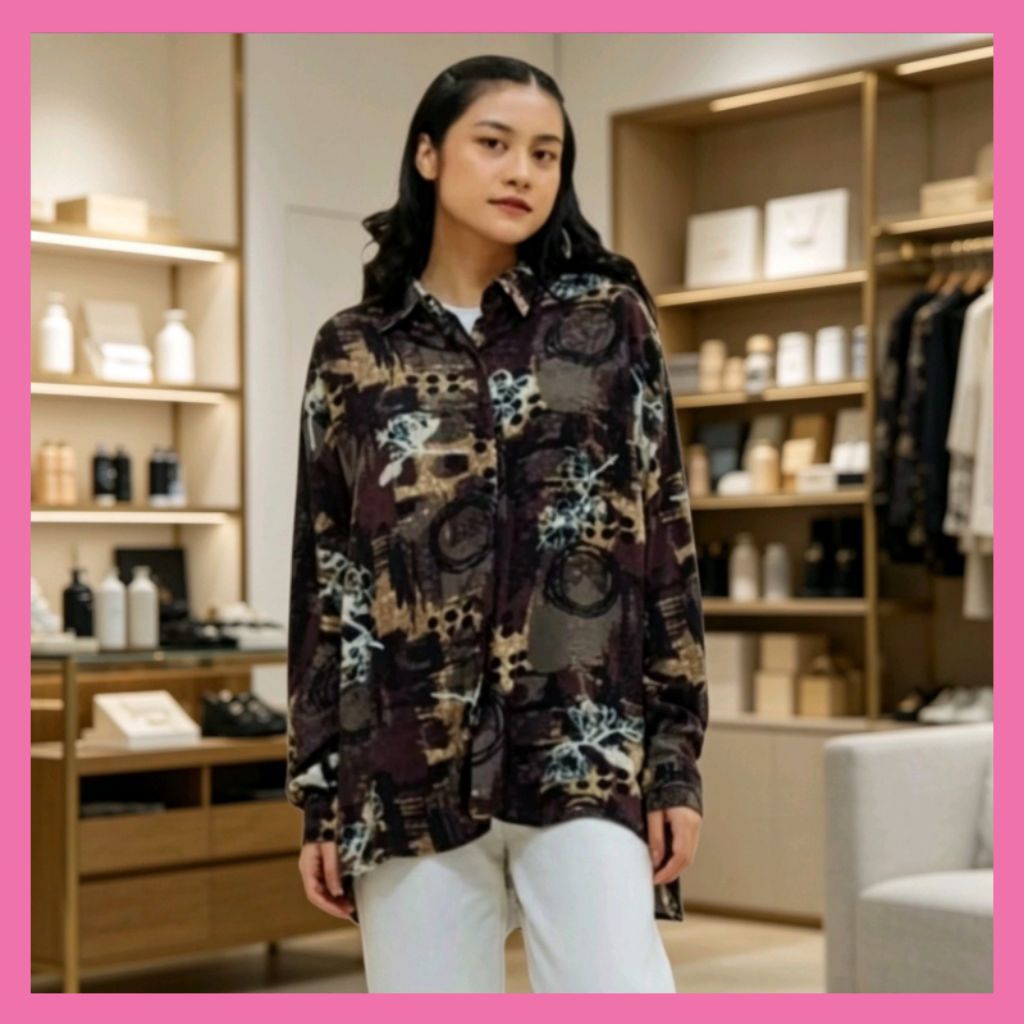 Kemeja Wanita Oversize Ixora Jeo Oversize Shirt Casual