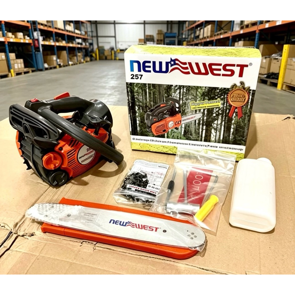Chainsaw New West 257 Bar 12" Reel Mesin Gergaji Kayu New West 12" Chainsaw Mini New West 257