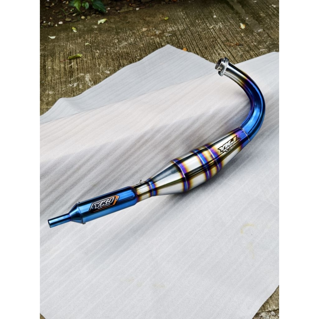 Knalpot RX King 3v3 Blue Stainless SE L-38 Super Garing Padet NgebazZ Original YKJ Racing Istimewa