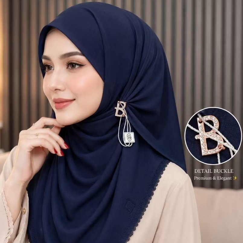Hijab Segi Empat Buckle Scarves / Hijab Buckle Scarves Pouch / Buckle Scarves Premium / Buckle Scarv