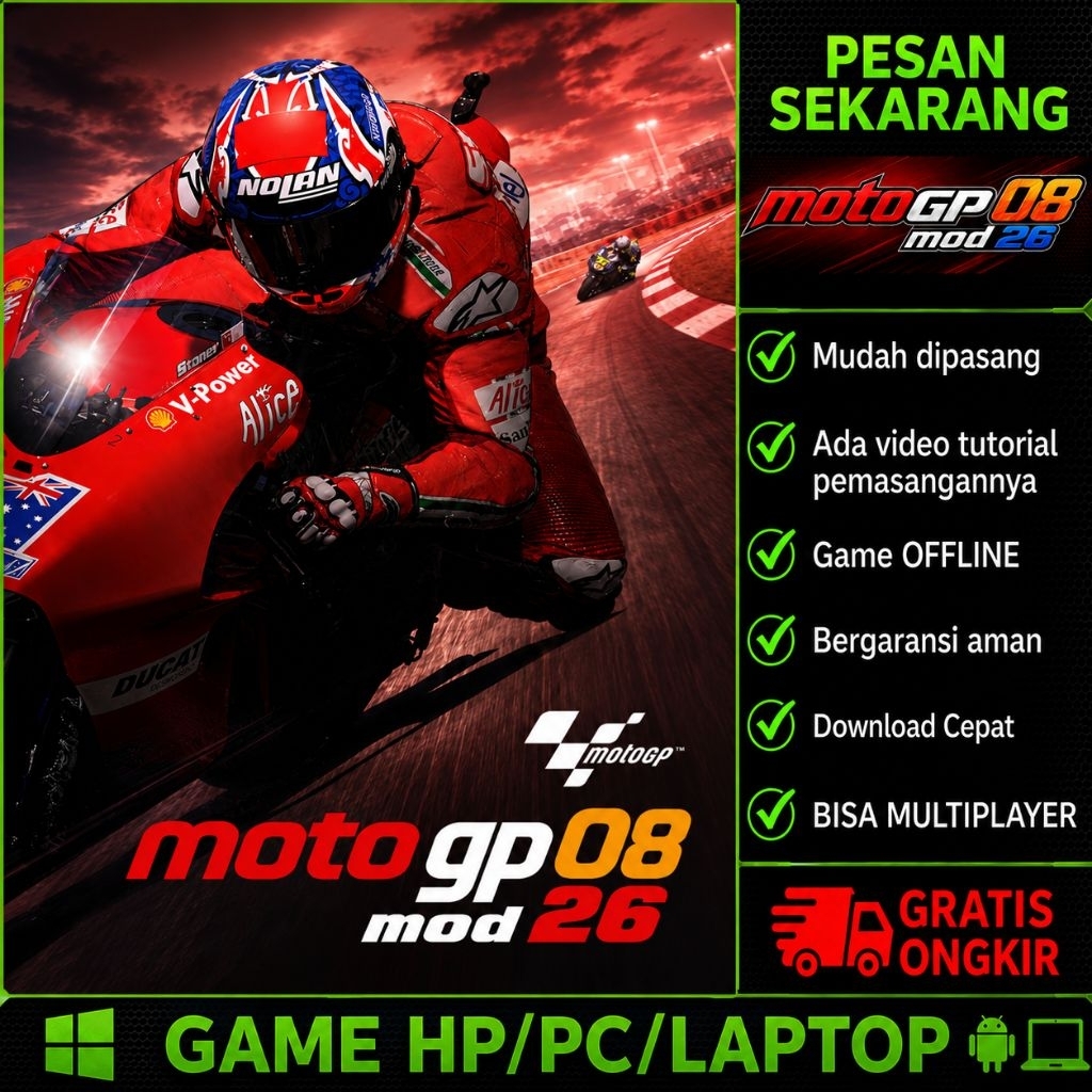 MOTOGP 08 MOD 26 PS2 - GAME ANDROID - GAME LAPTOP/PC - GAME OFFLINE