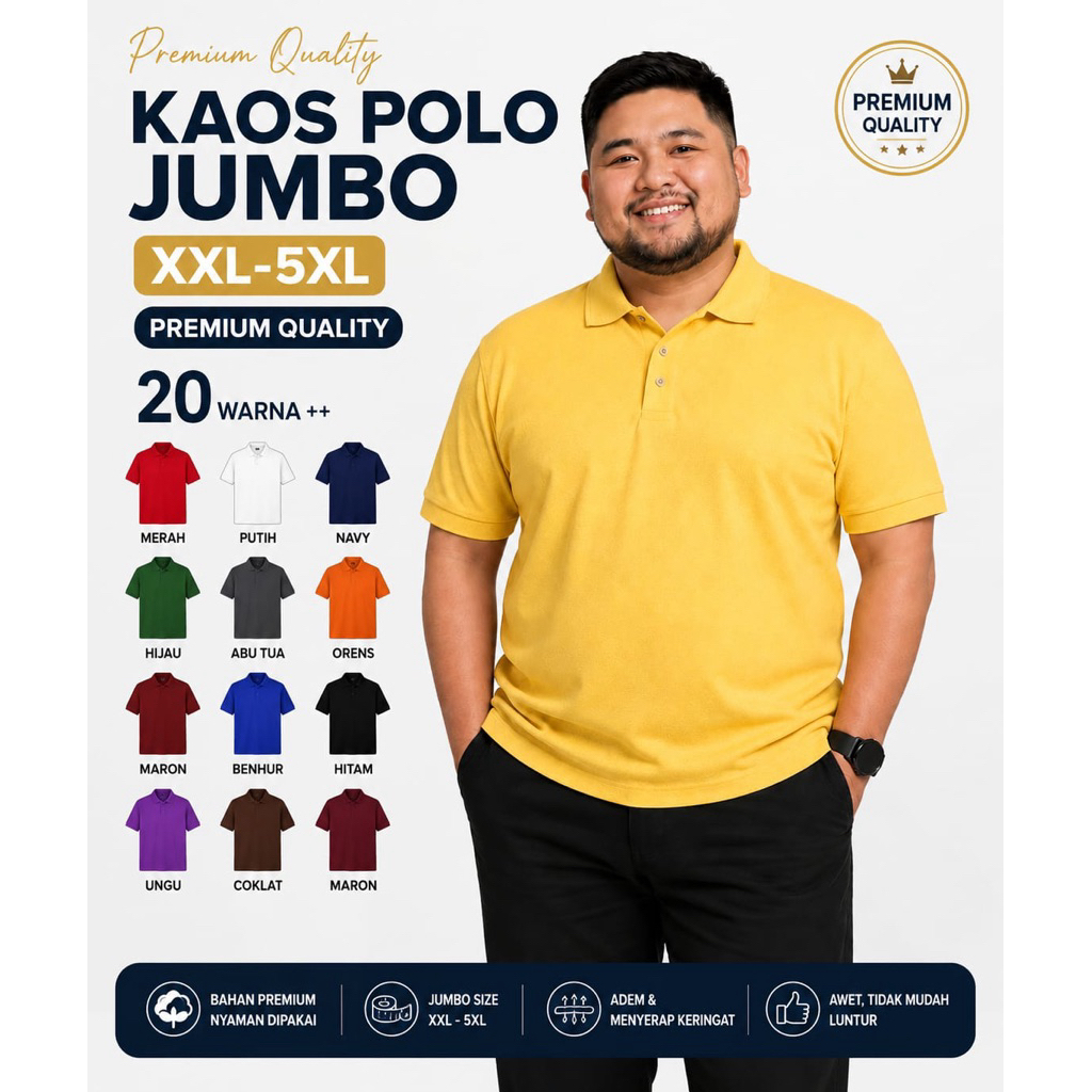 KAOS POLO JUMBO XXL - XXXL - KAOS BIGSIZE 2XL 3XL - POLO SHIRT - KAOS POLOS
