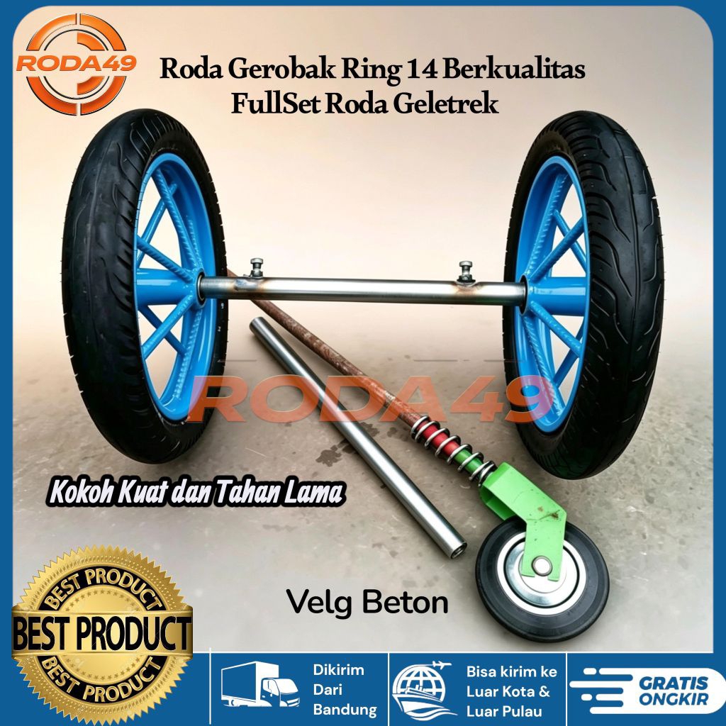 Roda Gerobak Dorong Ring 14 siap pakai