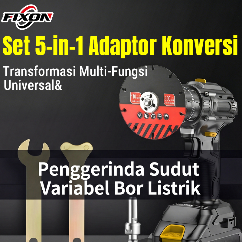 Set 5 Pcs Adaptor Bor Ke Gerinda Wrench Spanner Flange Nut Mandrel Dudukan Pengubah Mesin Bor Jadi G