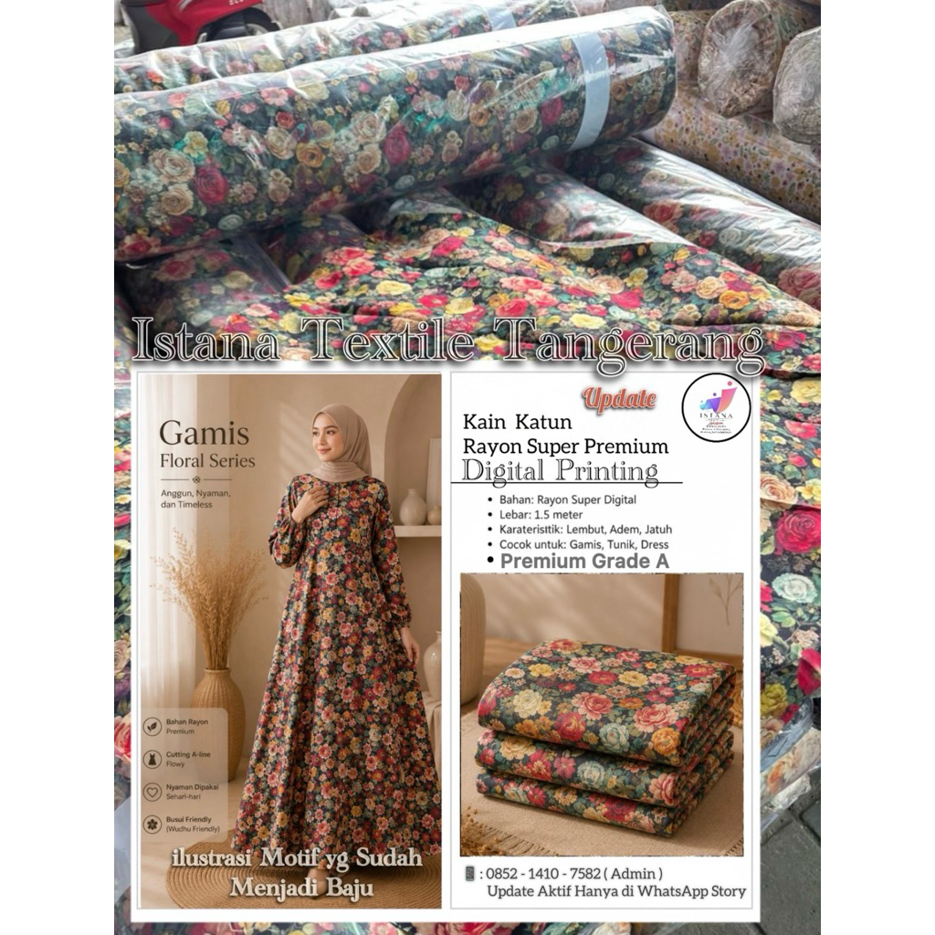 Kain Rayon Viscose Premium | Katun rayon motif | Katun rayon murah | ( Kain Rayon Premium Quality )