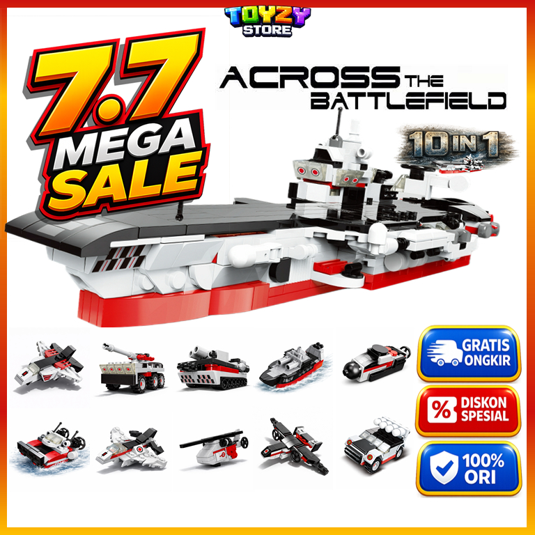MAINAN BUILDING BLOCKS 10 IN1 BATTLESHIP WARSHIP KAPAL INDUK PERANG | XINGBAO | KAPAL TANK MOBIL PES