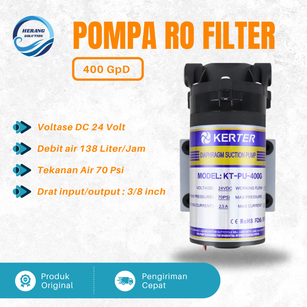 Pompa Air RO 400 Gpd Pompa RO Filter 24V Dengan Adaptor Booster pump RO pompa dorong filter RO
