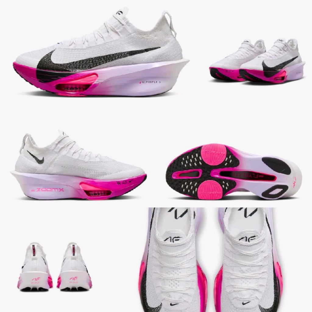 Sepatu Lari Pria Wanita Alphafly 3 White/Pink - White/Pink