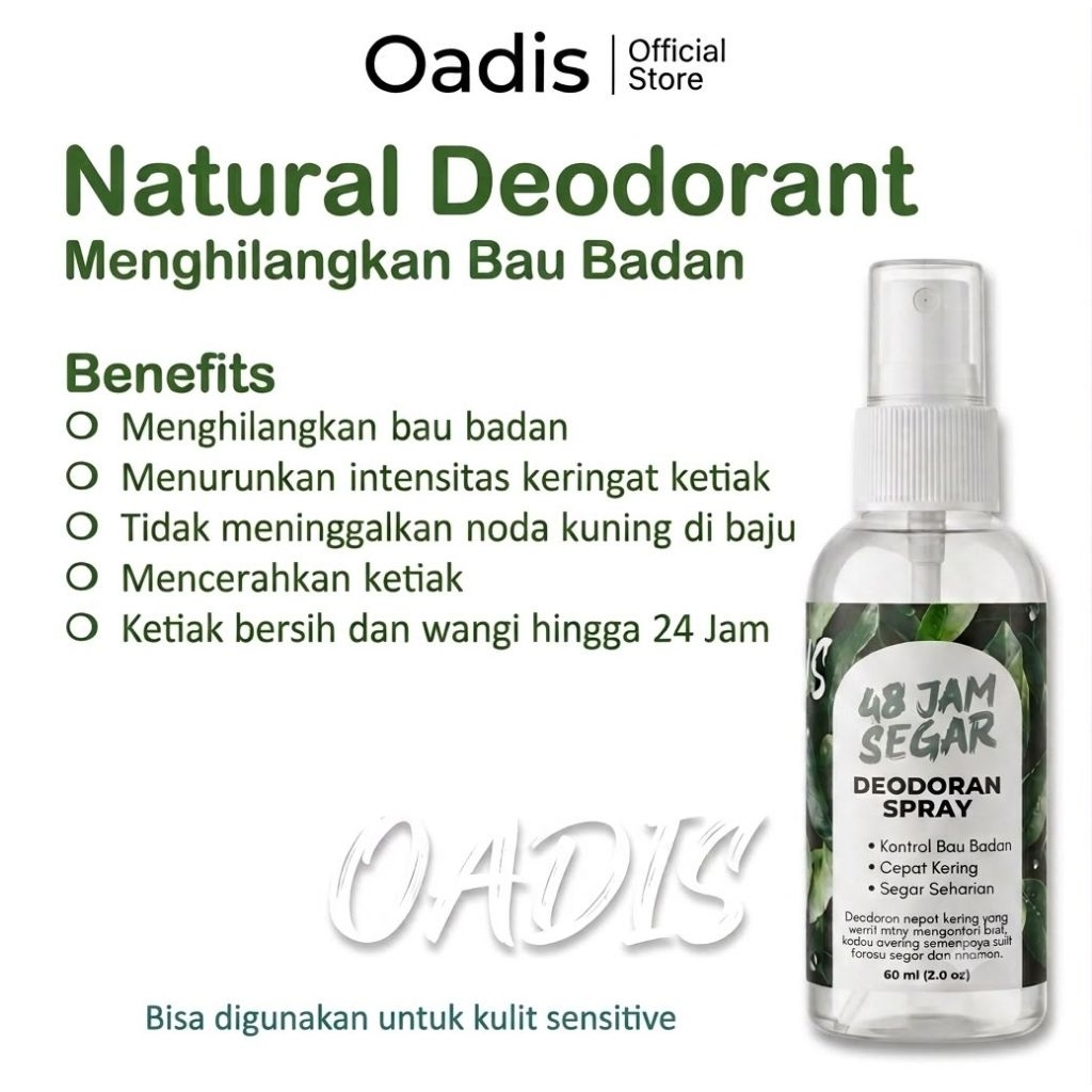 ​Oadis Deodoran Spray 60ml - Deodorant Spray Anti Bau Badan Ketiak Kering & Segar