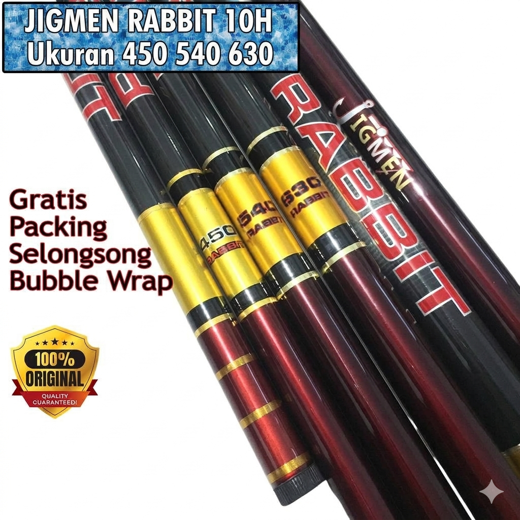 JIGMEN RABBIT Joran Tegek Kaku 10H Ukuran 450 540 630 Bahan Carbon Pole Tegeg Untuk Pancing Baronang