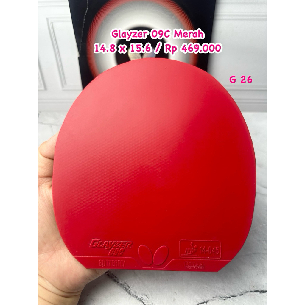 SECOND KARET BET BAT BAD TENIS MEJA PINGPONG GLAYZER 09C MERAH