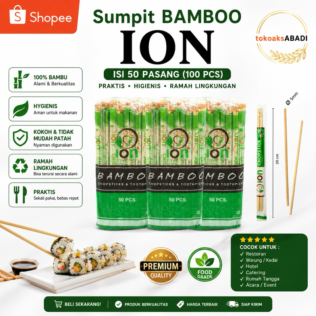 SUMPIT BAMBU ION +TUSUK GIGI/SUMPIT KAYU /SUMPIT PREMIUM/SUMPIT MEREK ION