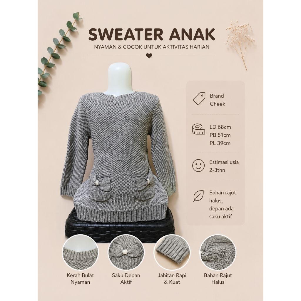 Sweater Rajut Anak Cheek Nyaman & Halus