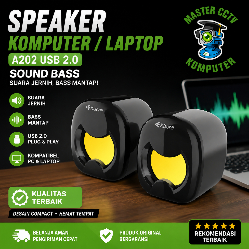 Speaker Komputer Laptop Kisonli A-202 USB 2.0 Sound Bass Mini Speaker PC Notebook Plug & Play