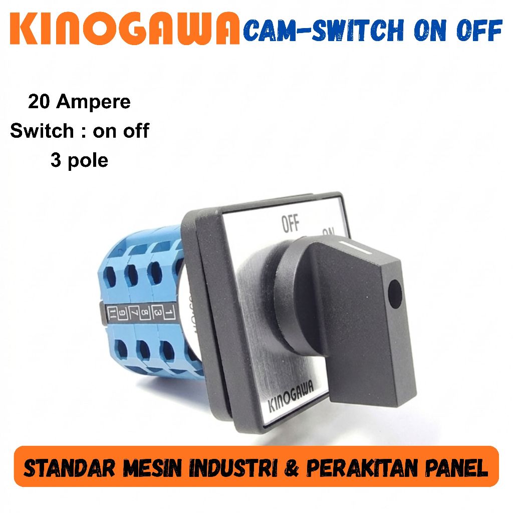 KINOGAWA Switch ON OFF 3P CAM SWITCH Saklar Putar Selector Ohm Saklar Panel Mesin Otomatis Saklar Pu
