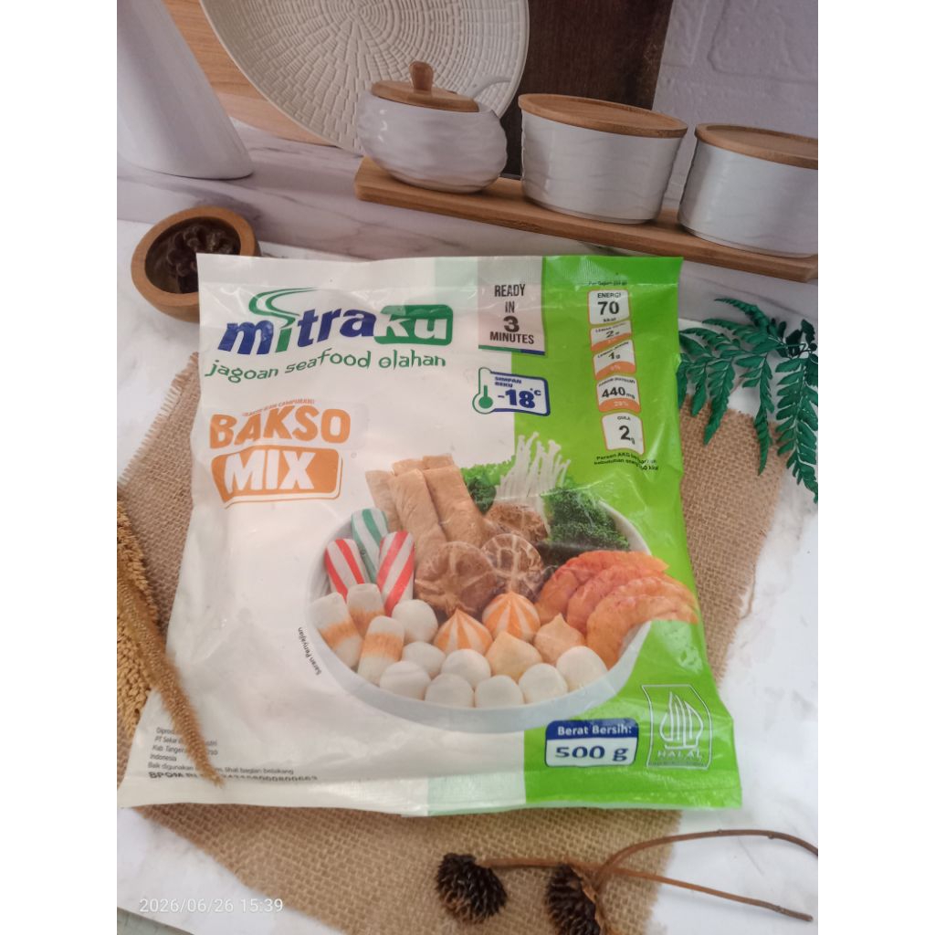 Mitraku bakso mix 500gr|seafood mix toping seblak|Bakso Aneka isi|Frozen food|cocok untuk Bakaran,ku