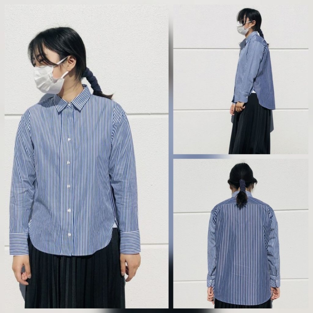 JIL SANDER X UNIQLO +J kemeja garis supima