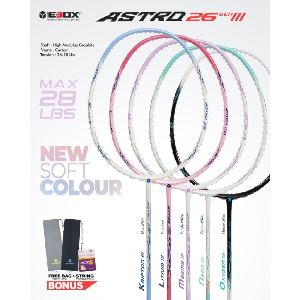 Raket Badminton EBOX ASTRO 26 III / Raket Bulutangkis Astro 26 Gen III Ebox Original