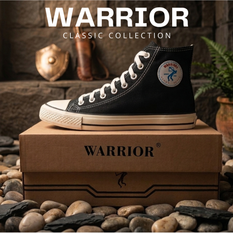 WARRIOR SPARTA HC Sepatu Sekolah hitam putih, sepatu Warior Original 100%