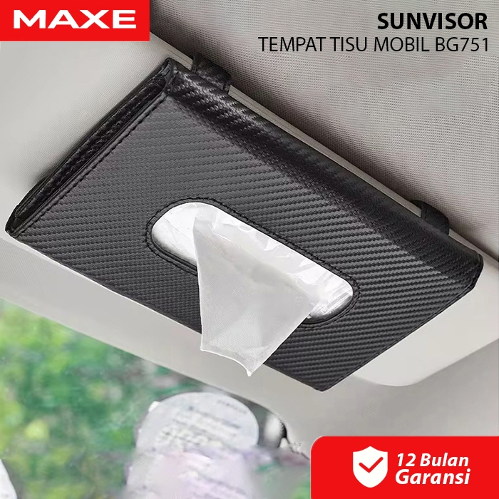 MAXE VS01 Tempat Tisu Mobil Kotak TissueGantung Car Sun Visor Jepit PU LeatherTissue Organizer Box H
