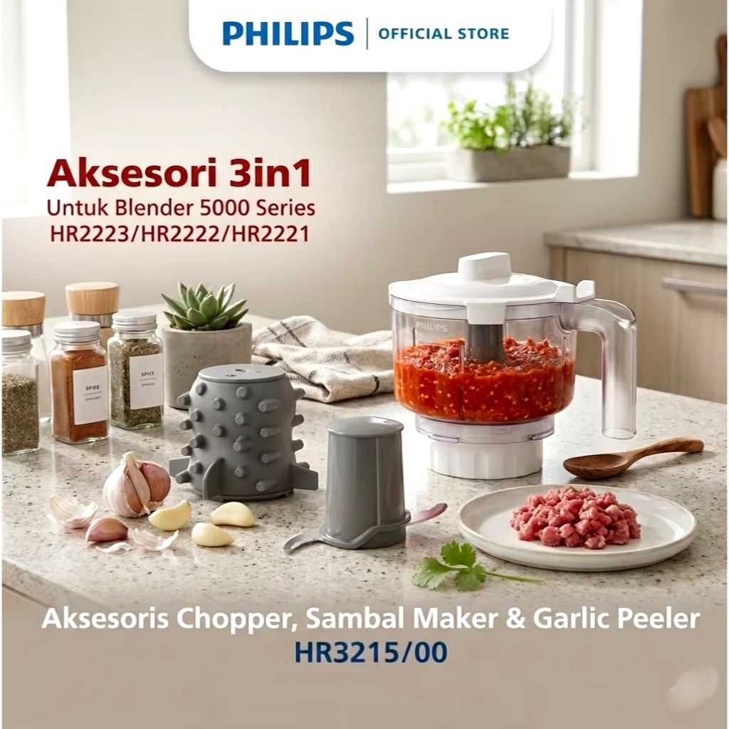 CHOPPER PHILIPS HR-3215/00 / CHOPER DAGING / BAWANG / SAMBAL 3 IN 1 COCOK UNTUK BLENDER PHILIPS TIPE