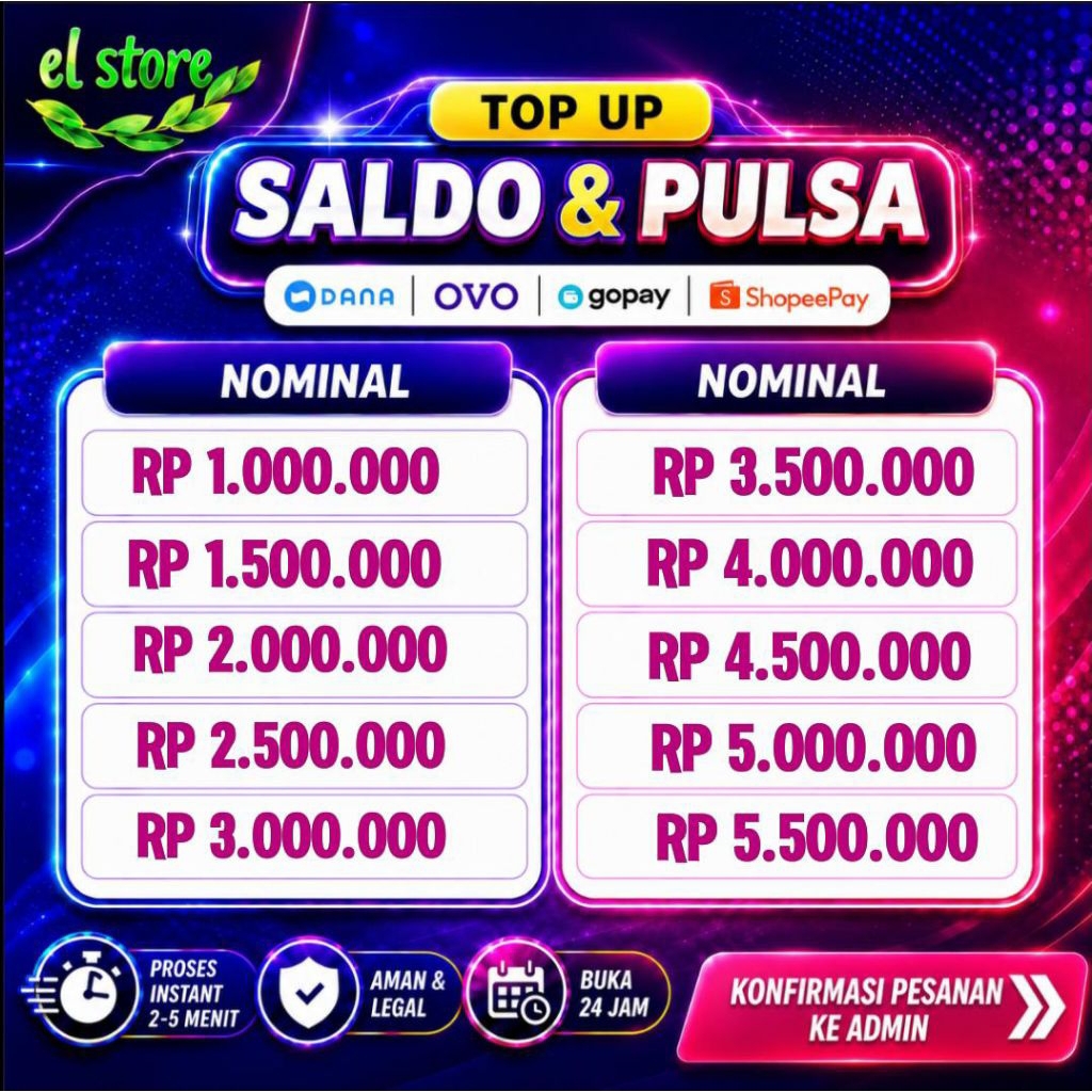 Promo Tops Saldo Dan Pulsa 1juta/1.000k