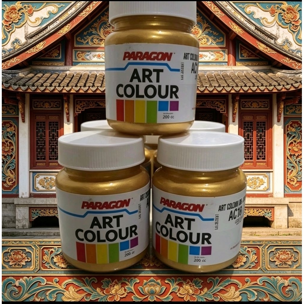 CAT EMAS POSTER KAIN GABUS SPON DEKORASI KERTAS PATUNG STEROFOAM ORNAMEN GOLD PARAGON ART COLOUR