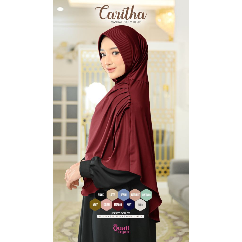 Caritha Quail Daily Hijab Jumbo Size Kerut Samping