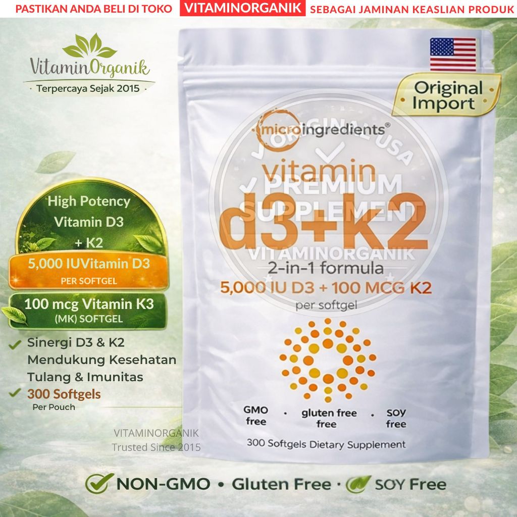 D3K2 5000 IU Micro-[Ingredients] 300 Softgel - VITAMIN D3 5000 IU + K2 100 Mcg ORIGINAL USA