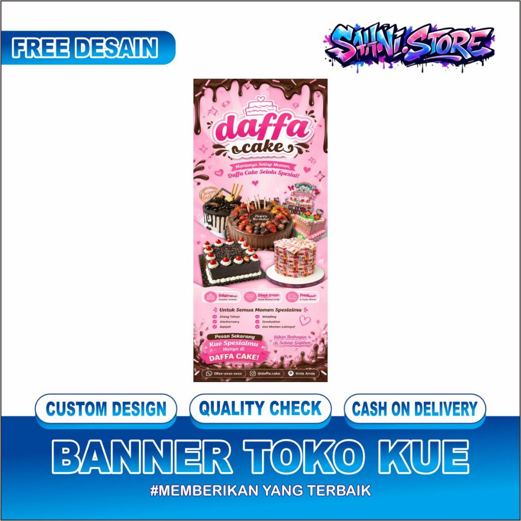 SPANDUK BANNER TOKO KUE BANNER KUSTOM UKURAN 60X160CM