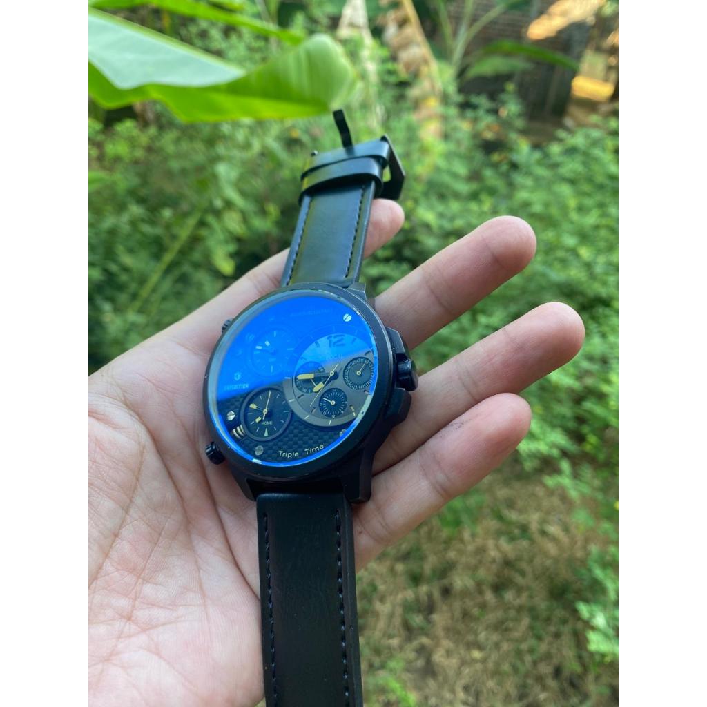 Jam Tangan Expedition E 6631 M Chronograph Original Triple Time Kulit