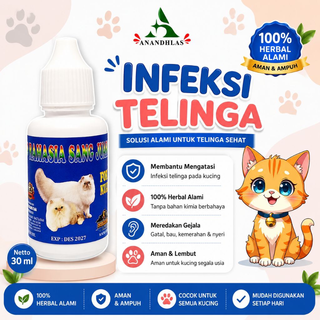 Obat Infeksi Telinga Obat Tetes Telinga Anabul Kucing Ampuh 30 ml