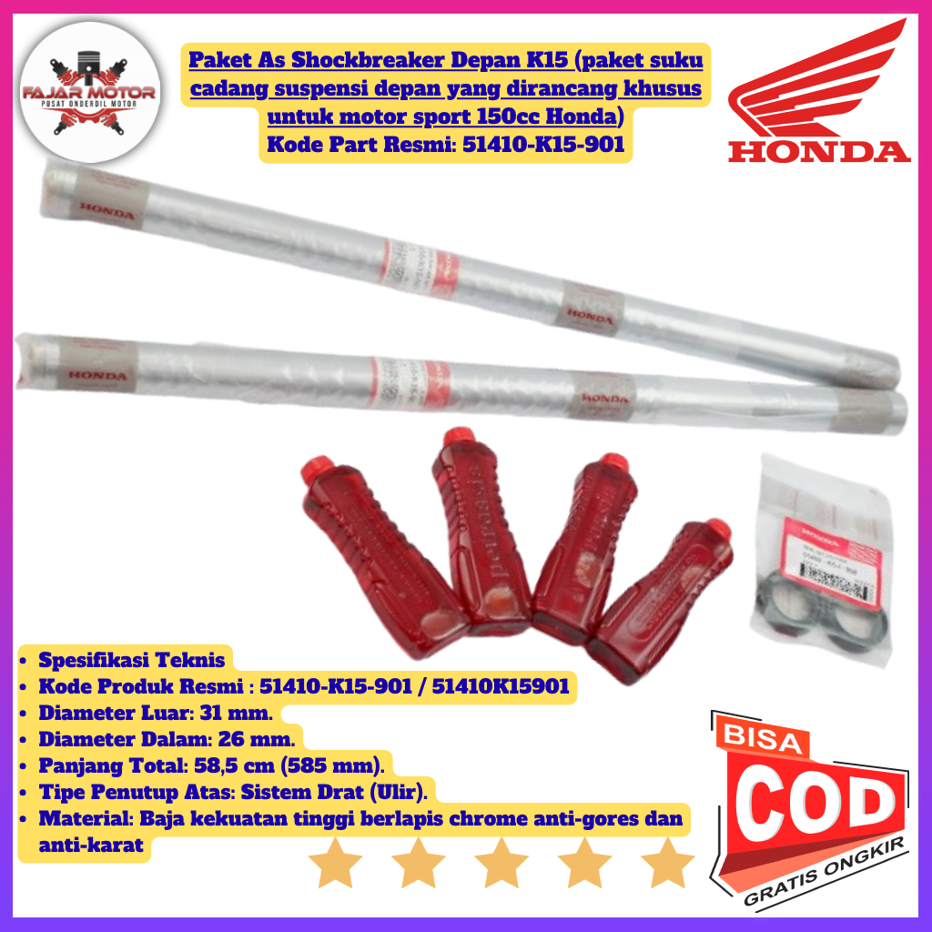 As shock HONDA cb150r Paket As Shock Depan CB150R Streetfire Old / New CB150R Original Kode K15