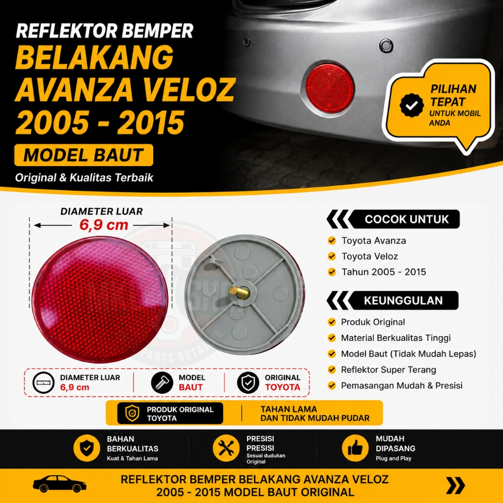 Reflektor Bemper Belakang Avanza Veloz 2005-2015 Original