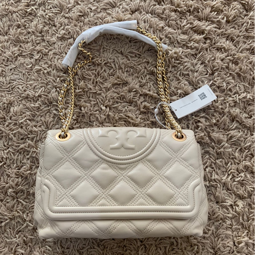 tory burch fleming soft medium new cream convertible shoulder bag