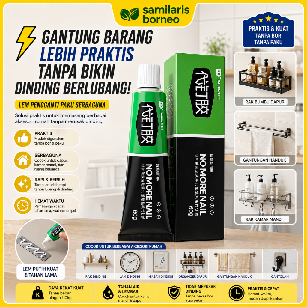 Lem Pengganti Paku 20 Gram Tembok Lem Super Kuat Serbaguna Kuat Lem Glue Lem Tembok Dinding Penggant