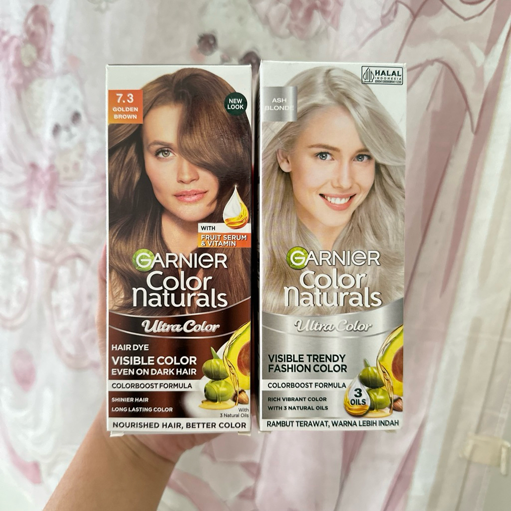 (NEW) Garnier Color Naturals Cat Rambut Box Hair Color Ash Blonde Golden Brown