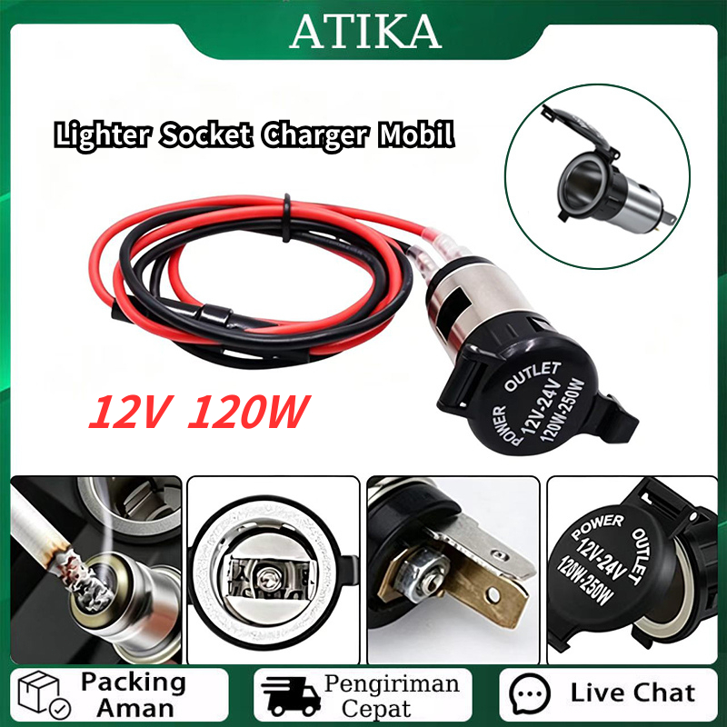 Soket Lighter Mobil Socket Charger Mobil Universal Car Lighter Power Outlet Tahan Lama